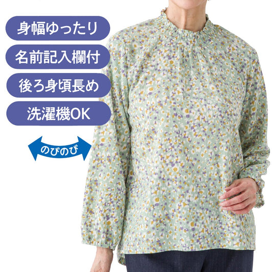 乾燥機対応 小花柄シャーリングTシャツ sa3681