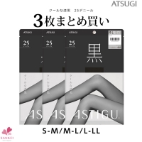 ATSUGI★アスティーグ【黒】25デニール3足組シアータイツ